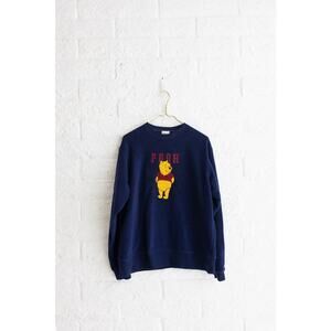 Vintage Disney Store Winnie the Pooh Navy Fleece Sweatshirt Size Medium
